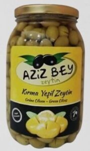 crushed green olives in glass jars from turkey