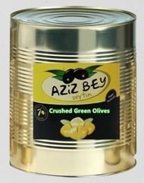 crushed green olives in tins 