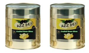 Turkish crushed green olives in tins
