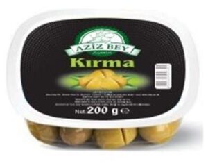 Turkish crushed green olives in vacuum packages