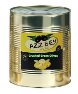 Turkish crushed green olives in tins